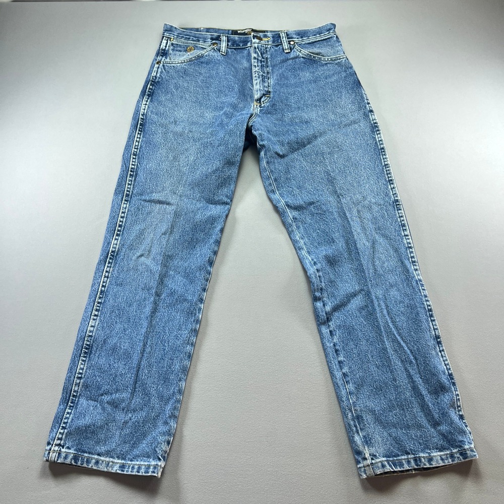 Wrangler George Strait Jeans Mens 34x30 Blue Denim Cotton Cowboy Cut Medium Wash